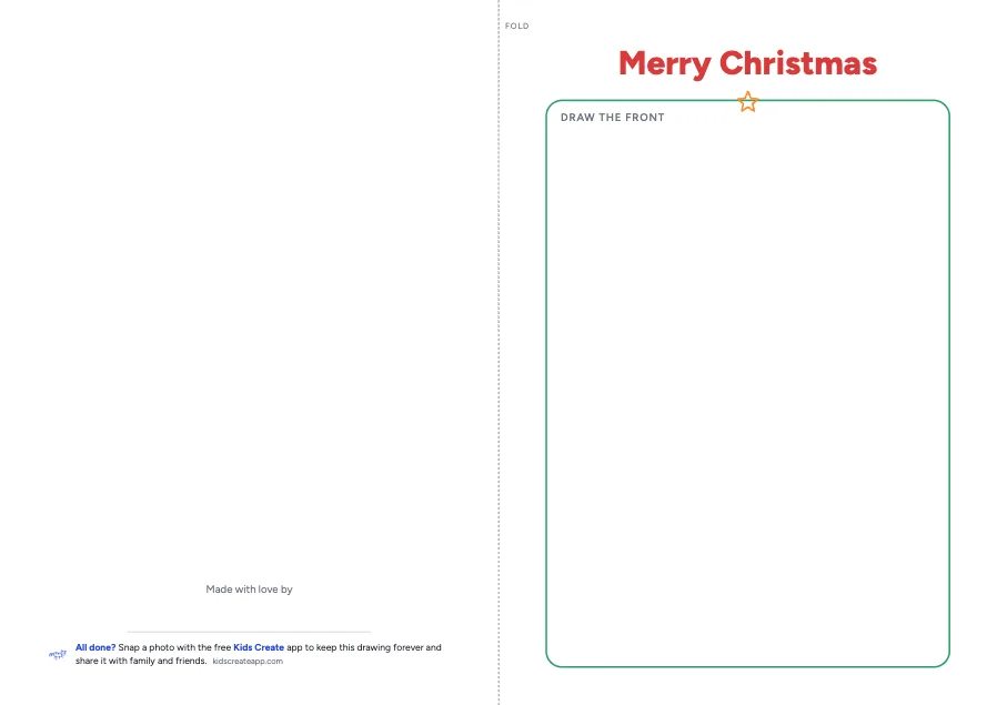 Preview of the Fold-and-Draw Christmas Card printable