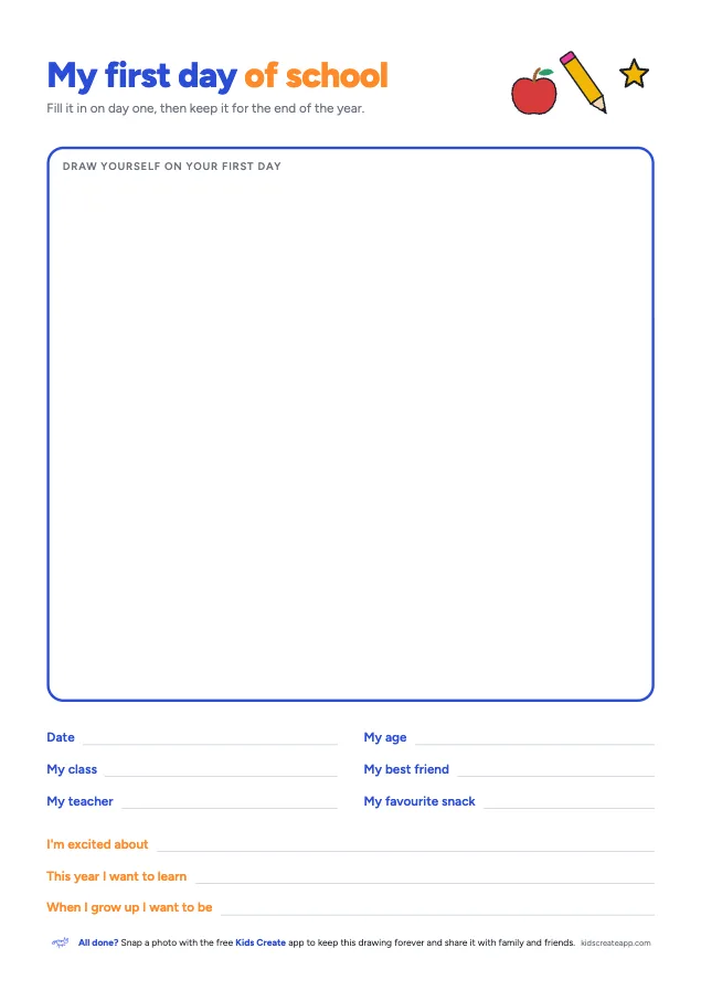 Preview of the My First Day of School printable