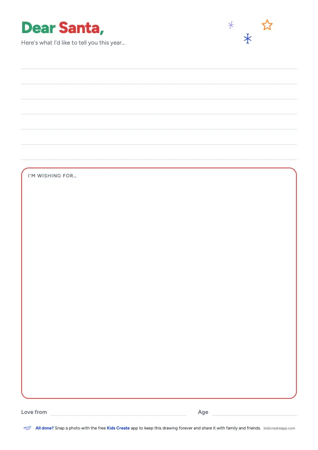 Preview of the Letter to Santa printable
