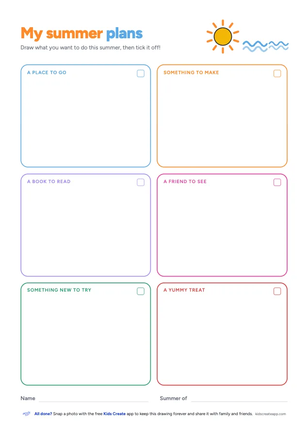 Preview of the My Summer Plans printable