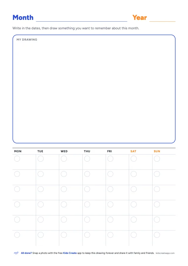 Preview of the Undated Monthly Calendar printable