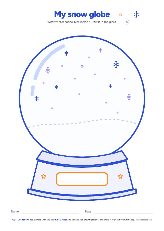 Preview of the Snow Globe Drawing Page printable